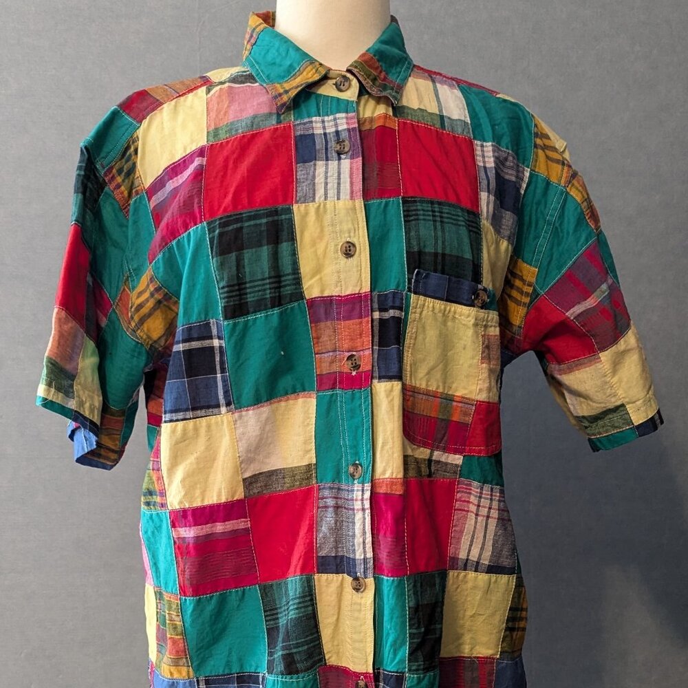 Clementine Button-up Short-sleeved Patchwork Shirt